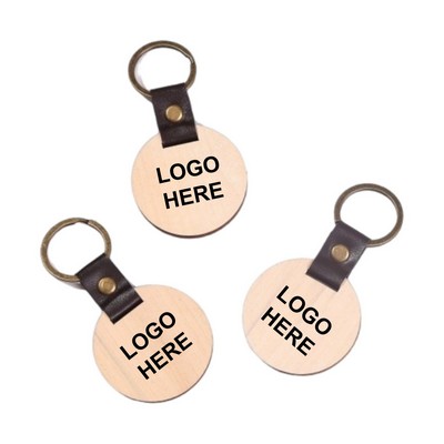 Customizable Beechwood Round Keychain