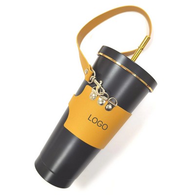 Adjustable Leather Cup Sleeve Upgrade Version for 75-95mm Coffee Cups