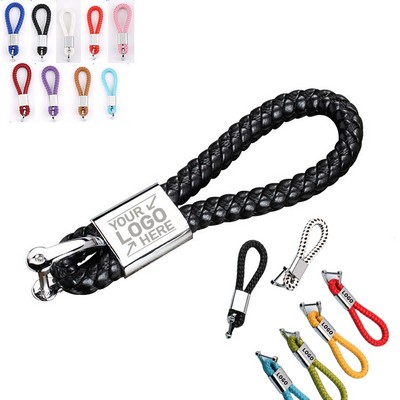 Leather Rope Weaving Keychain For Car