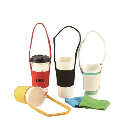 Reusable Canvas Coffee Sleeve with Handle