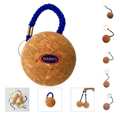 1.4" Oak Floating Cork Ball Keychain Boat Sailing
