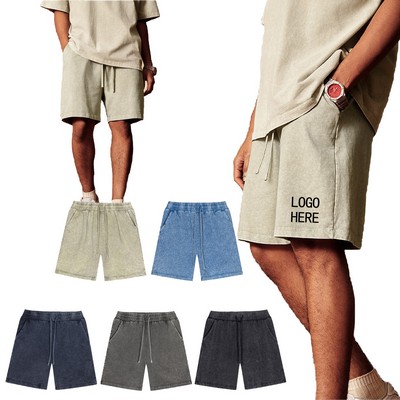 European & American Washed Vintage Casual Workout Mid-Length Shorts