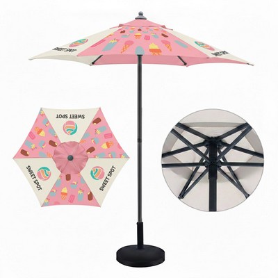 7' Custom Full-Color Steel Market Umbrella with Wind Vent