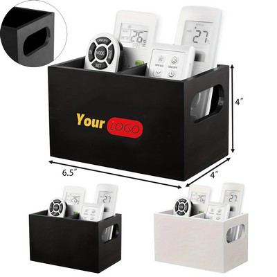 Wooden Remote Control Storage Box with 2 Compartments