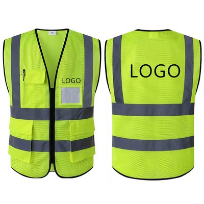 Class 2 Reflective Safety Vest Mesh Pockets