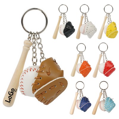 Baseball Glove Set Keychain