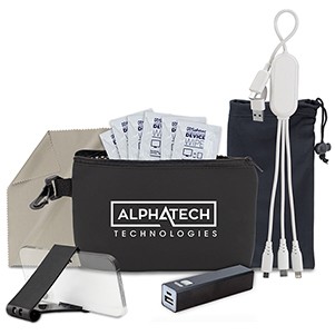 "SEDONA" 11 pcs Charge &Take Along Kit in Black Mesh Zipper Pouch