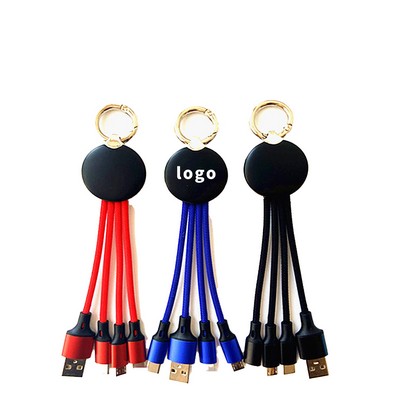 4-in-1 Keychain with LED Logo charging Cable