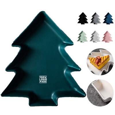 Festive Tree-Shaped Ceramic Serving Plate
