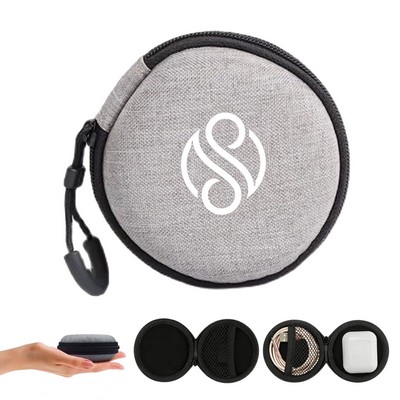 Durable Composite Round Mini Earphone Bag Storage Pouch