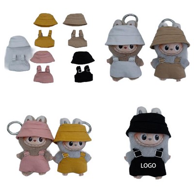 Mini Fourth Generation Vinyl Doll Pendant Fisherman's Hat Strap Pants Set