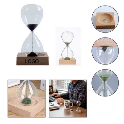 Magnetic Hourglass with Wood Base Stress Relief Sand Timer