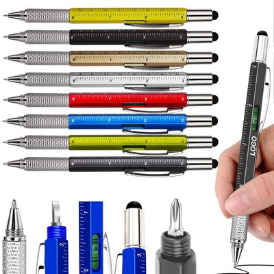 6" 1 Multifunctional Tech Tool Pen, Capacitive Stylus, Ruler, Level, Screwdriver