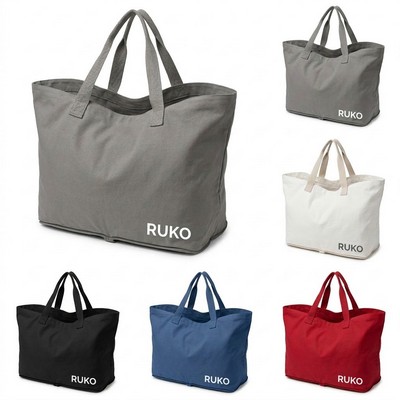 Oversized Packable Recycled Cotton Blend Tote Bag