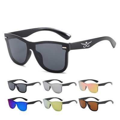 Rimless One-Piece Lens Reflective Sunglasses UV400