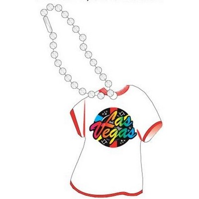 Vegas Poker Chip Promotional T-Shirt Key Chain w/ Black Back (4")