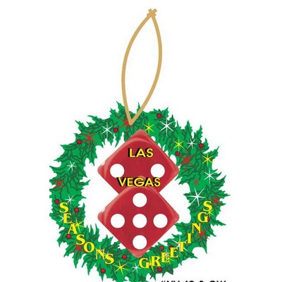 Las Vegas Dice Wreath Ornament w/ Clear Mirrored Back (8 Square Inch)