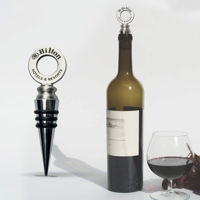 Custom Emblem Wine Stopper w/ Silver Conical Base
