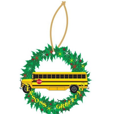 School Bus Executive Wreath Ornament w/ Mirrored Back (3 Square Inch)
