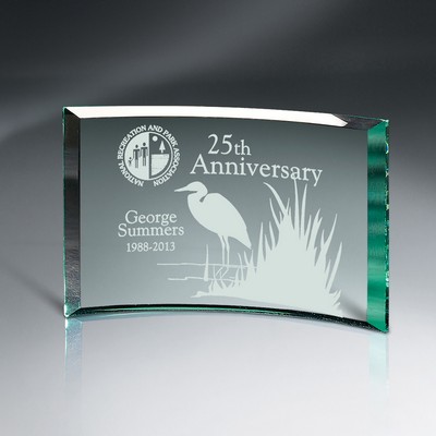 Beveled Jade Glass Crescent Plaque (Small)