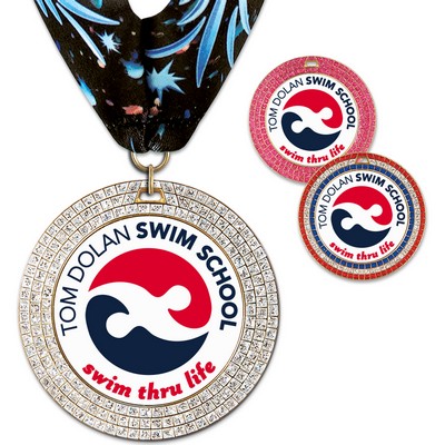2¾" GGM Full Color Medal w/Stock Millennium Neck Ribbon
