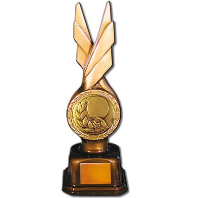 Stock Phoenix 9" Trophy with 2" Table Tennis Coin and Engraving Plate
