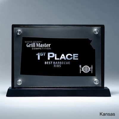 Frosted Lucite KS State Cutout on Risers Award