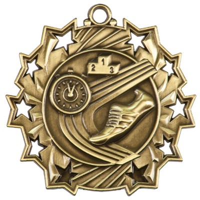 2 1/4" Ten Star Antique Finish Medal-Track