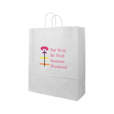 White Kraft Paper Paper Shopping Bag Digital Print (16"x6"x19")