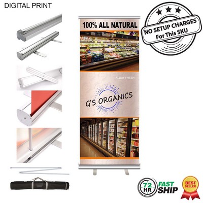 72 Hr Fast Ship - Premium Retractable Banner with Graphics, Stand & Bag, (33.5"x79")