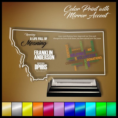 12" Montana Clear Acrylic Award with Color Print and Mirror Accent