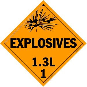 Explosives Class 1.3L Polycoated Tagboard Placard - 10.75" x 10.75"