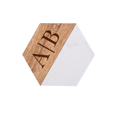 Acacia Wood and Marble Coaster