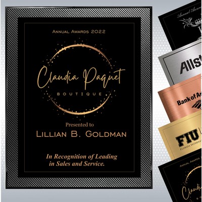 Piano Carbon Fiber Finish Plaque w/Choice of Single Plate (12" x 15")