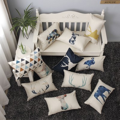 Full Printed 14 x 20" Premium Square Linen Throw Pillowcase With Hidden Zipper