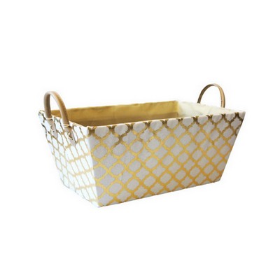 Gold & White Basket 15" w Empty
