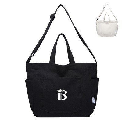 Multiple Pockets Canvas Crossbody Bag