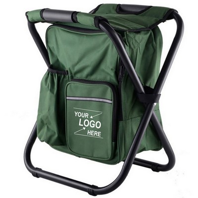 Foldable Outdoor Steel Chair w/Built In Cooler Bag