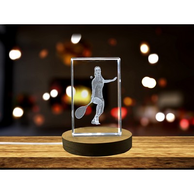 Squash Player 3D Engraved Crystal Trophy Award - Gift for Athletes