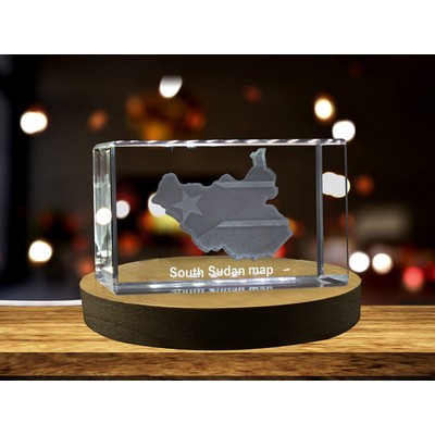 South Sudan 3D Engraved Crystal Trophy Award w/LED Base Light