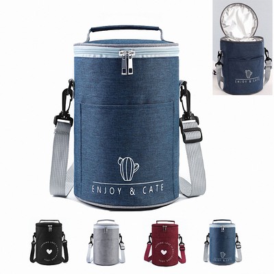 Round Heathered Cooler Bag W/Belt Strap