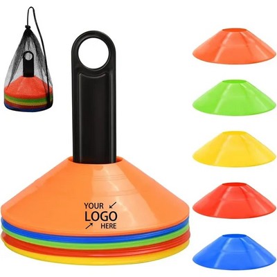 25pcs Set Agility Soccer Cones with Carry Bag and Holder