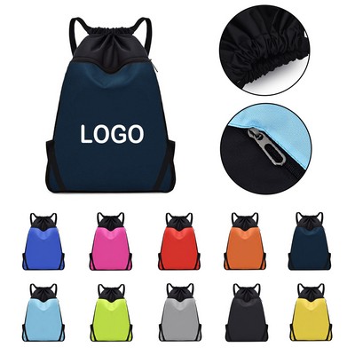 Sport Zipper Drawstring Backpack