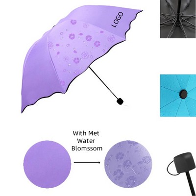 Folding Umbrella With Met Water Blomssom