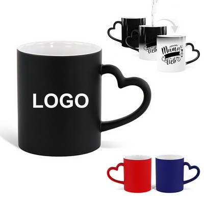 11oz Personalized Color-Changing Ceramic Coffee Mug w/Heart-Shaped Handle