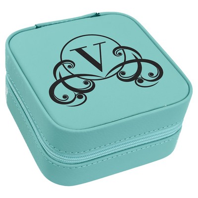 Leatherette Travel Jewelry Box with Tan Lining
