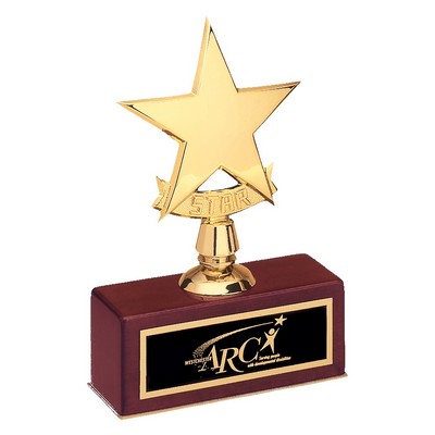 Polished Metal Star Cast on Rosewood Piano Finish Base