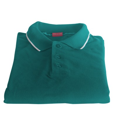 Polo Cotton Airtex Tipped Collar bule-XS - 5XLT