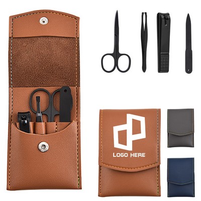 4Pcs Manicure Set W/ Pu Leather Bag