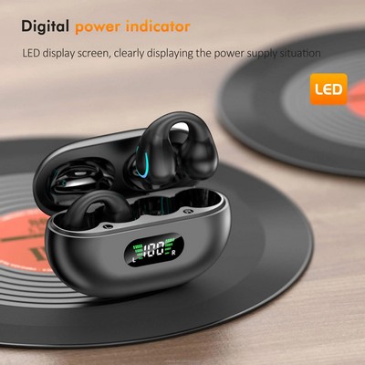 LED Digital Display Ear Clip Wireless Earphone